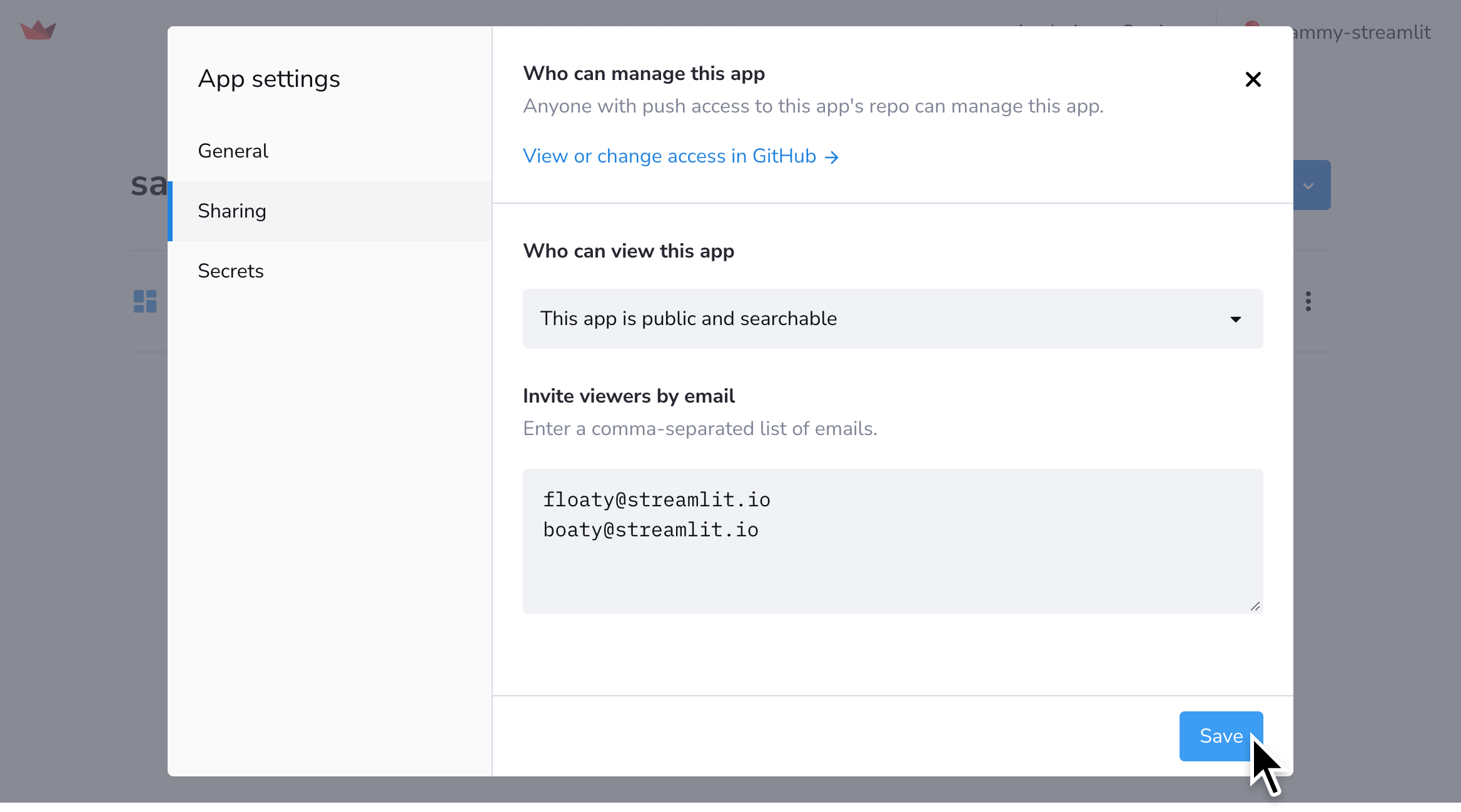 Invite and remove viewers from your app settings