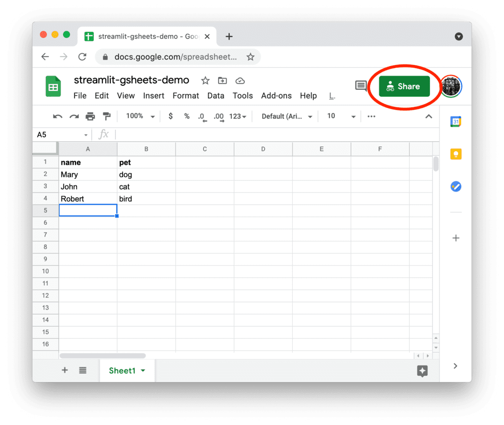 Connect Streamlit to a public Google Sheet - Streamlit Docs