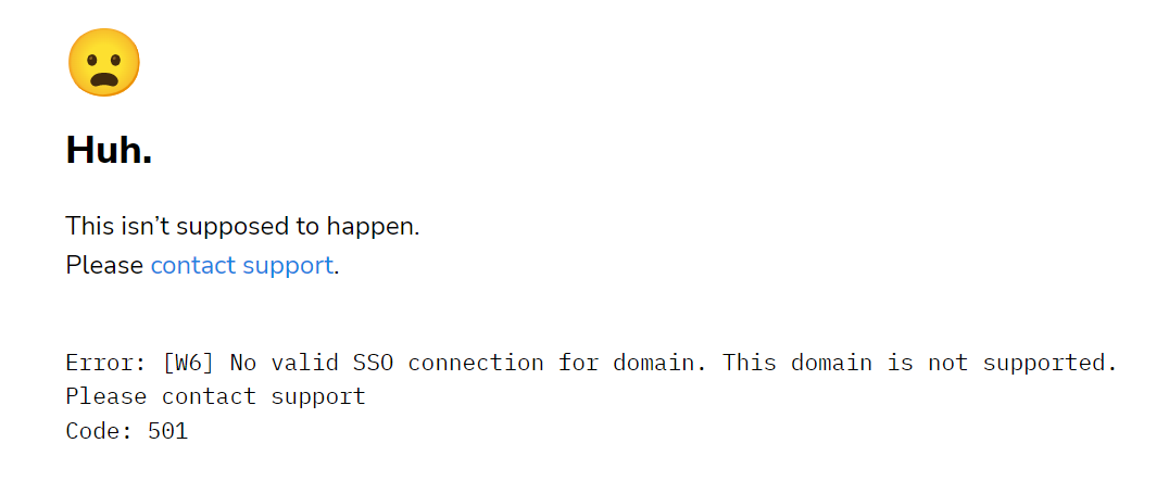 No valid SSO connection for domain