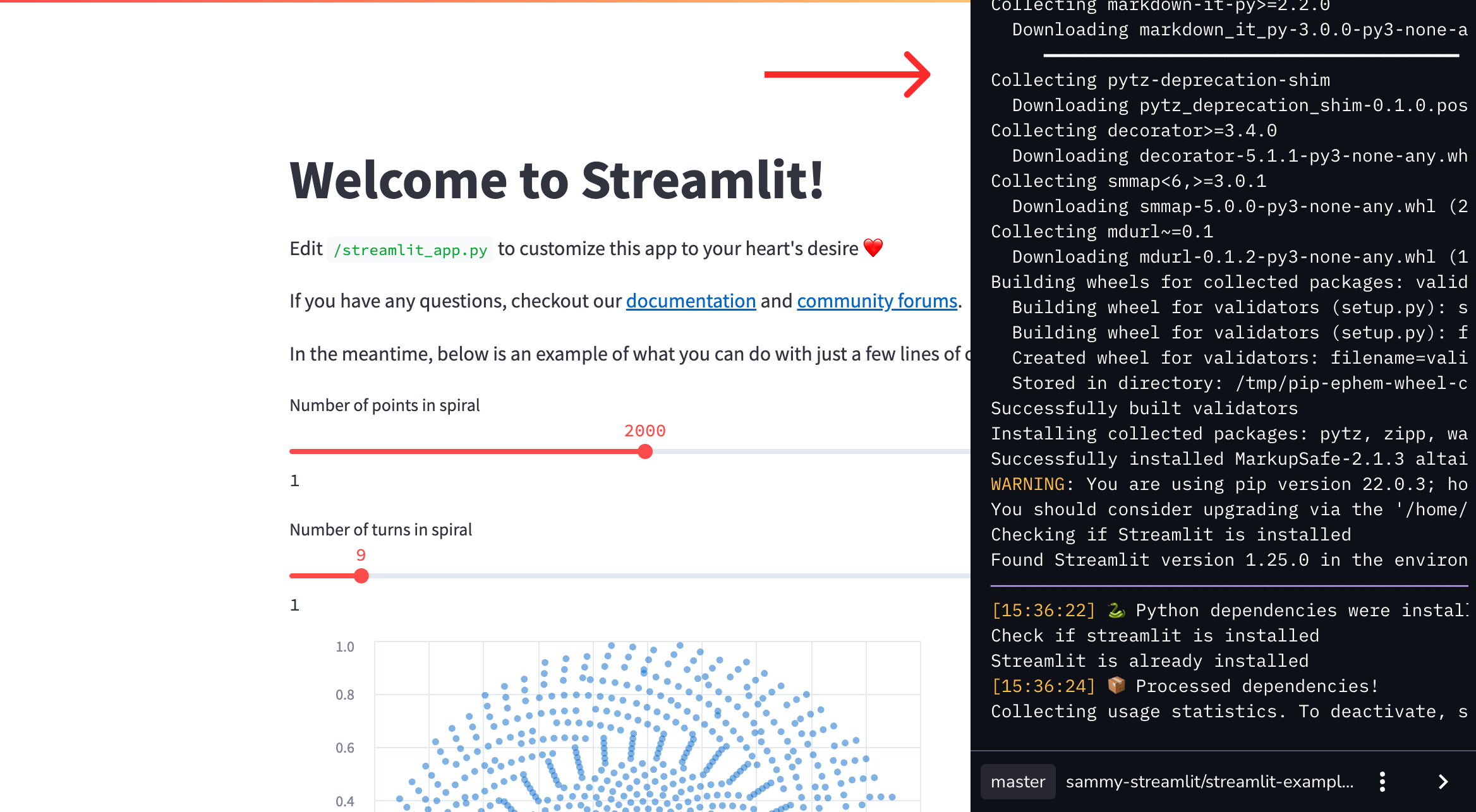 Streamlit Community Cloud logs