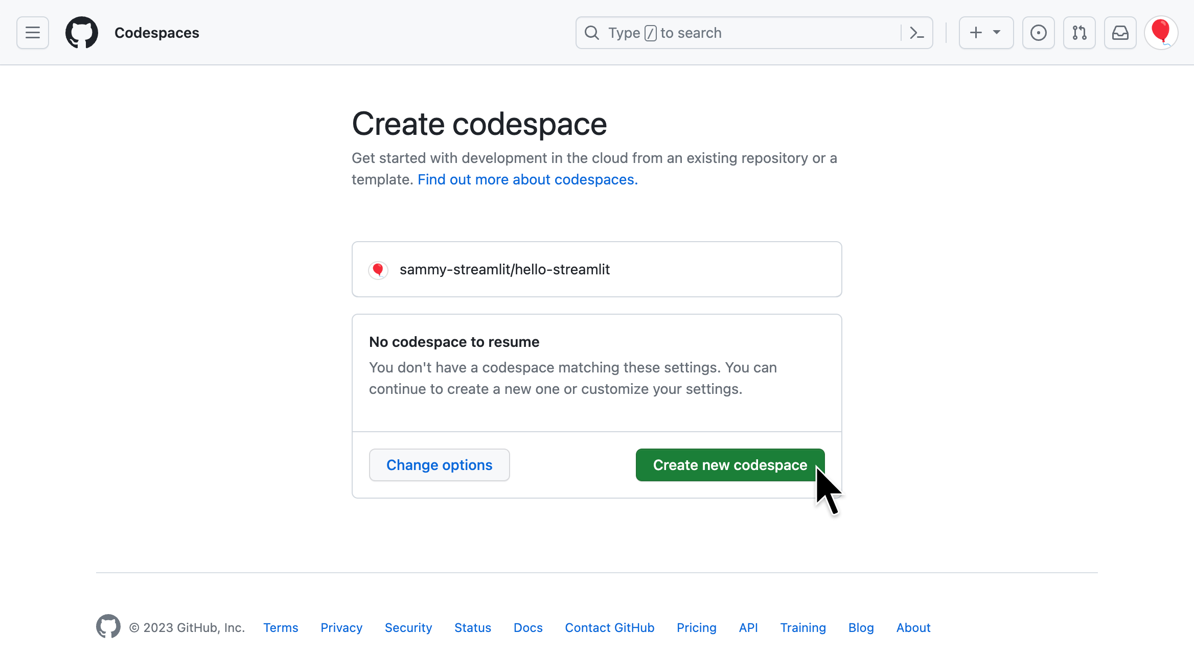Create your GitHub Codespace