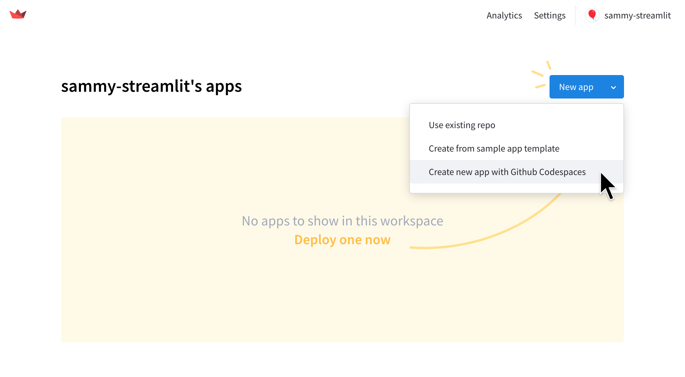 Deploy a new app from a sample app template