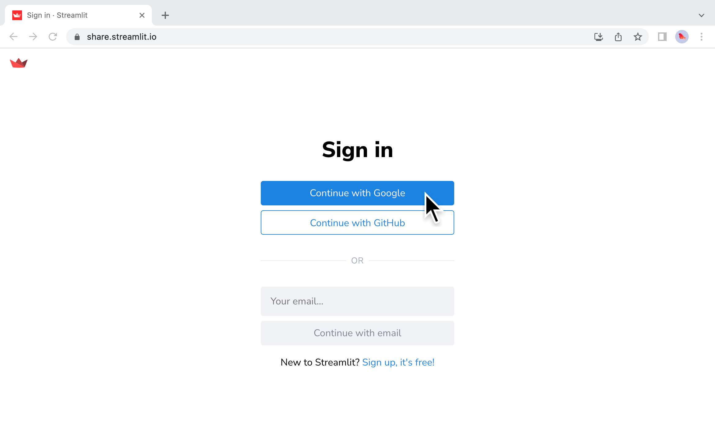 Sign in to Streamlit Community Cloud with Google
