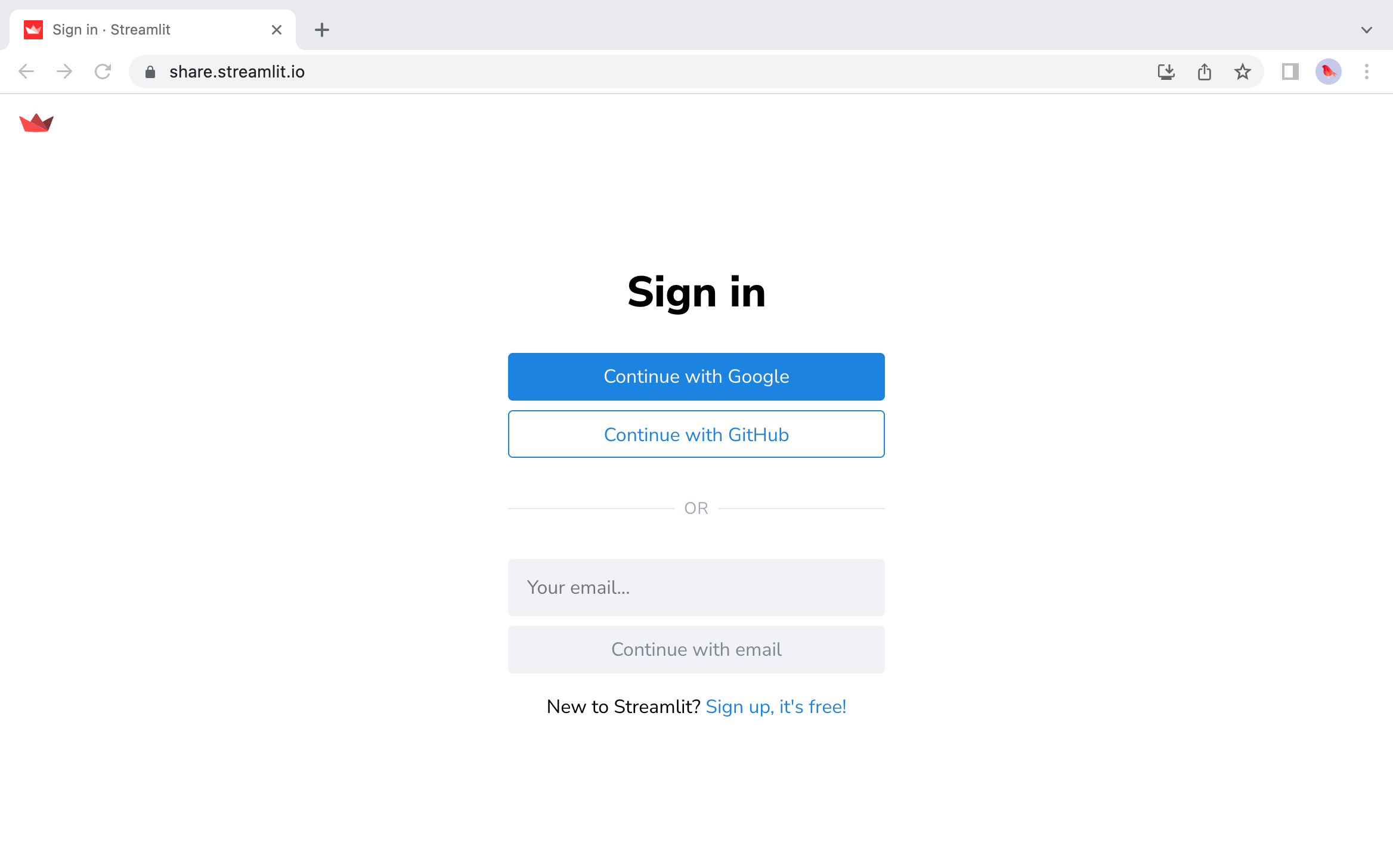 Sign in to Streamlit Community Cloud
