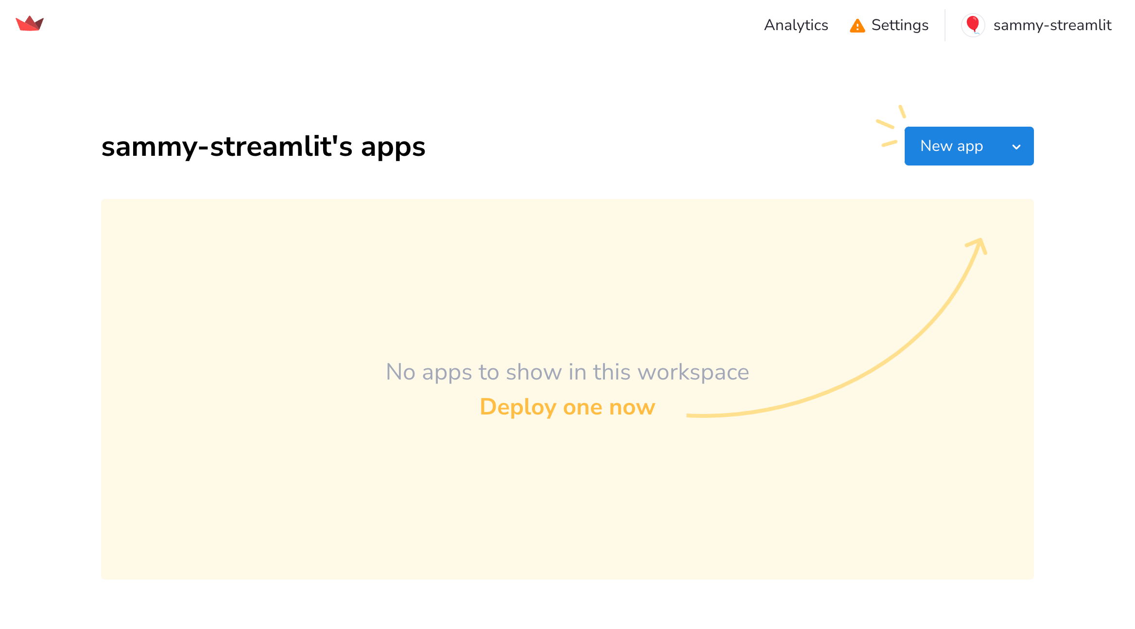 Your new workspace in Streamlit Community Cloud